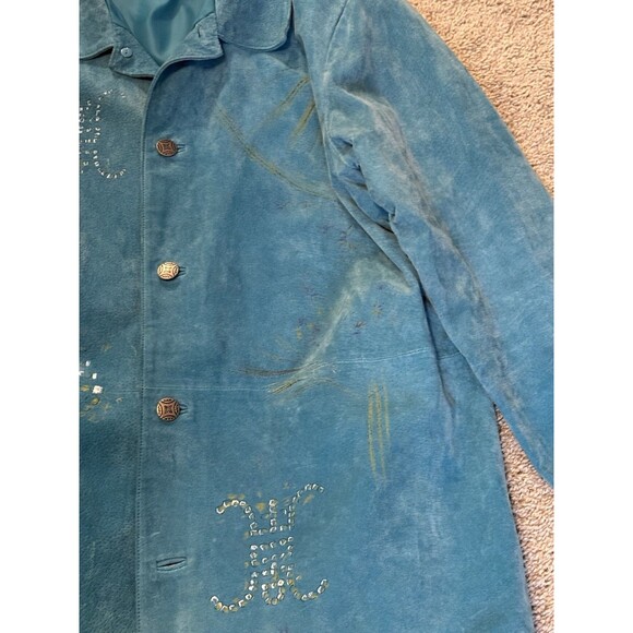 Look East Suede Teal Blue Jacket Geisha Asian  Size 1X - Picture 6 of 11